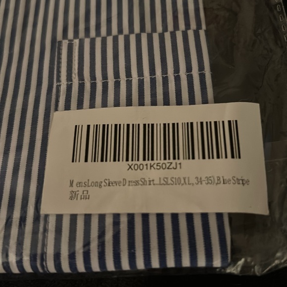 Year in Year Out: Men’s XL: Long Sleeve Dress Shirt: Blue Stripe: new in bag - Picture 4 of 5
